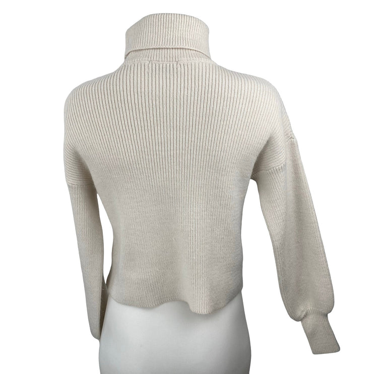 Urban Outfitters Beige Cream Ribbed Knit Turtleneck Long Sleeve Sweater Top XS