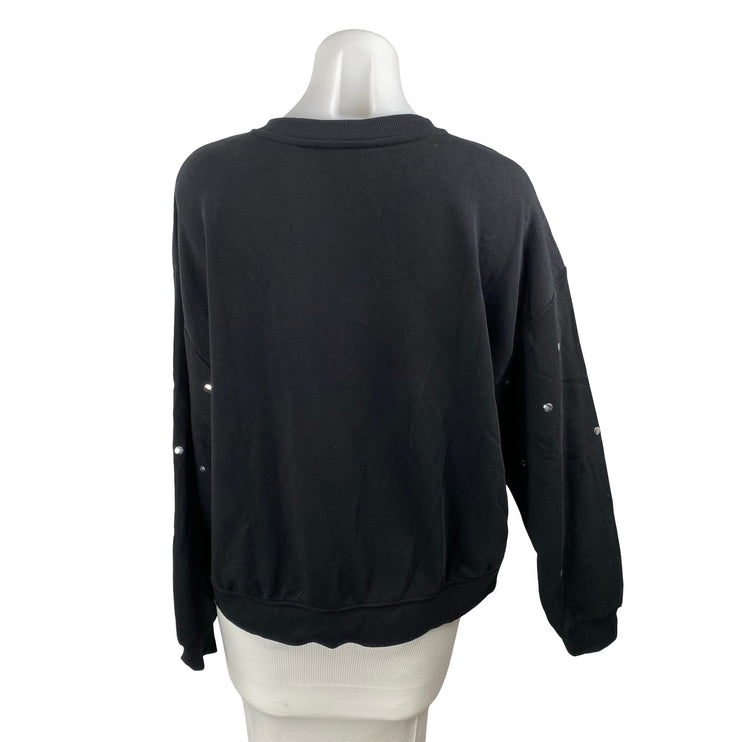 Ann Taylor LOFT Women's Black Beaded Long Sleeve Crewneck Sweatshirt Top Size L
