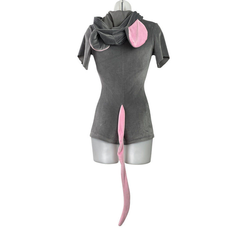 Leg Avenue Comfy Mouse Women's Gray Short Sleeves Zip Front Jumpsuit Romper XS