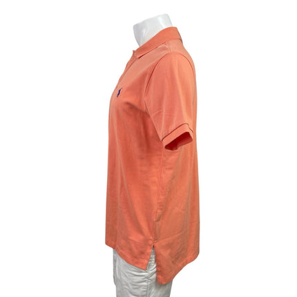 NEW Ralph Lauren POLO Orange Embriodered Logo Short Sleeve Polo Shirt Top Sz L