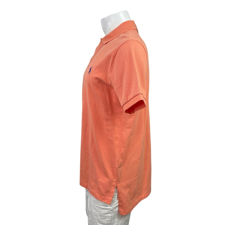 NEW Ralph Lauren POLO Orange Embriodered Logo Short Sleeve Polo Shirt Top Sz L