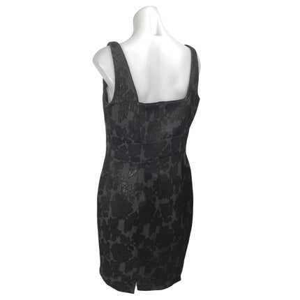 Evan Picone Black Floral Sleeveless Square Neck Mini Pencil Sheath Dress Sz 14P