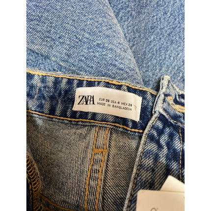 NEW Zara Women's Blue Distressed High Waisted Straight Leg Denim Jeans Size 4