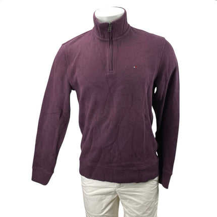 NEW Tommy Hilfiger Men's Plum Purple Turtleneck 1/4 Zip Long Sleeve Sweatshirt S