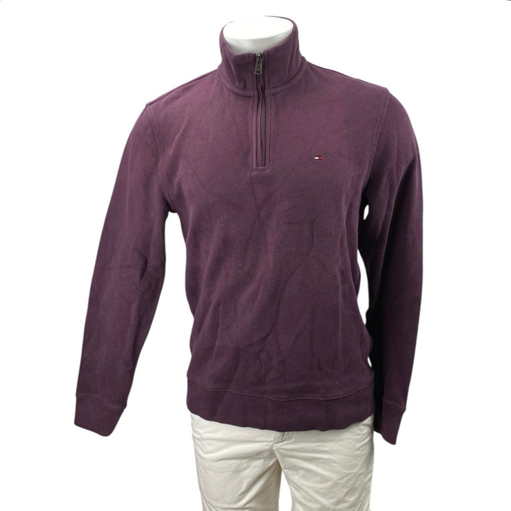 NEW Tommy Hilfiger Men's Plum Purple Turtleneck 1/4 Zip Long Sleeve Sweatshirt S
