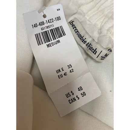 NEW Abercrombie & Fitch White Linen One Shoulder Sleeveless Tank Crop Top Size M