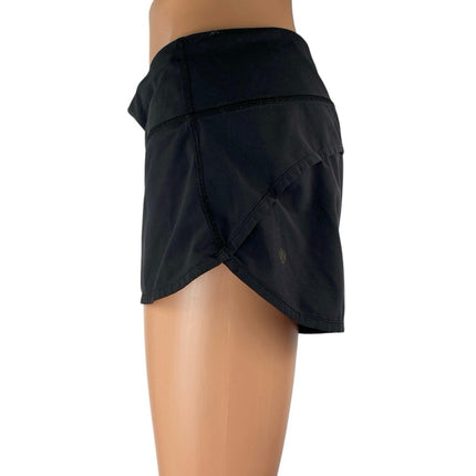 Lululemon Women's Black Pull On Back Pocket Workout Athletic Running Shorts Sz 6