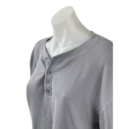 Abercrombie & Fitch Women's Gray Waffle Knit Long Sleeve Thermal T Shirt Top M