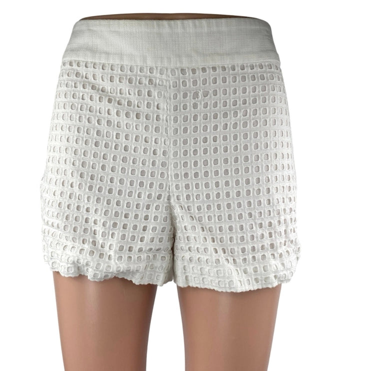 J.Crew White Eyelet Embroidered High Waisted Side Zip Mini Casual Shorts Size 6