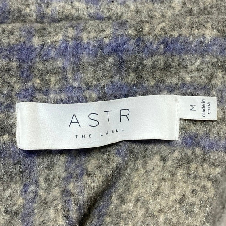 ASTR The Label Gray Plaid Checkered Long Sleeve Button Trench Over Coat Jacket M
