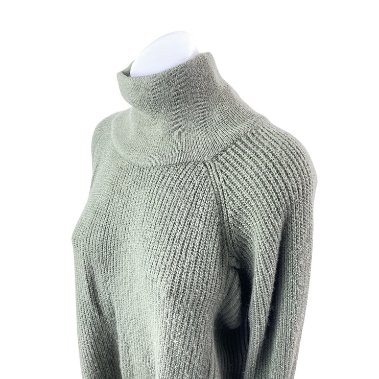 Six/Fifty Women's Green Ribbed Knit Long Sleeve Turtleneck Sweater Top Size M