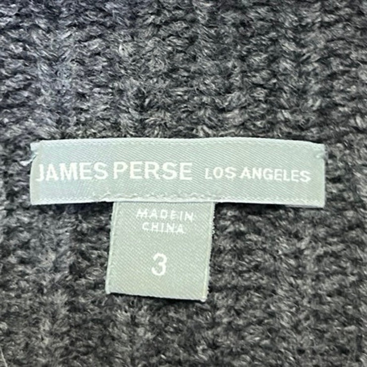 James Perse Gray Wool Alpaca Chunky Knit Draped Oversized Cardigan Sweater Top 3