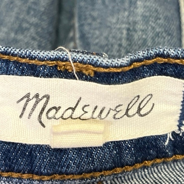 Madewell Blue Medium Wash High Rise Frayed Raw Hem Cut Off Denim Jeans Shorts 25