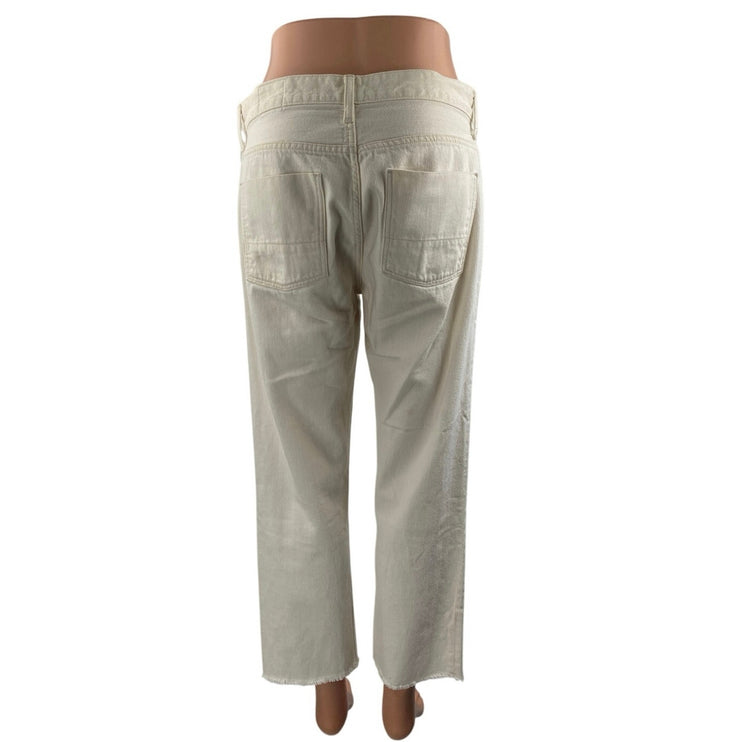 Vince Women's White High Waisted Frayed Raw Hem Straight Denim Jeans Pants Sz 26