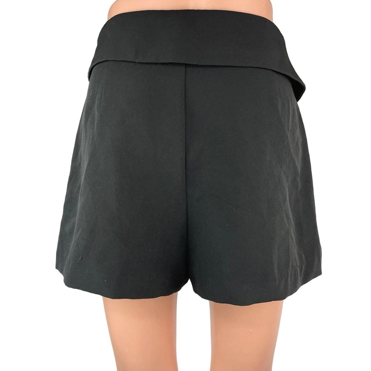 Zara Women's Black High Waisted Casual Buckle Zip Mini Shorts Skort Skirt Size S