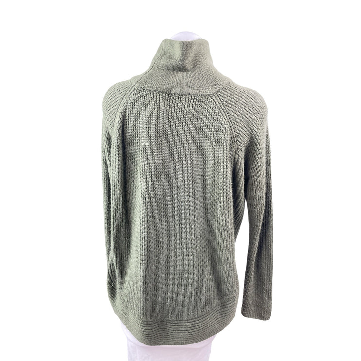 Six/Fifty Women's Green Ribbed Knit Long Sleeve Turtleneck Sweater Top Size M