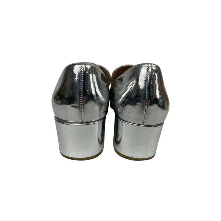 Charles By Charles David Sliver Metallic Pointed Toe Block Heels Pump Shoes 9M