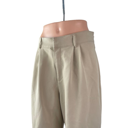 Abercrombie & Fitch Women's Beige Pleated High Rise Wide Leg Trousers Pants M