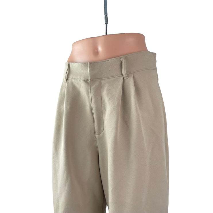 Abercrombie & Fitch Women's Beige Pleated High Rise Wide Leg Trousers Pants M