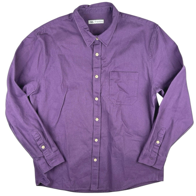 Zara Men's Purple Corduroy Button Down Long Sleeve Shacket Jacket Shir – Brie Zara Men's Purple Corduroy Button Down Long Sleeve Shacket Jacket Shir – Brie