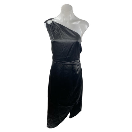 NEW French Connection Adaline One Shoulder Silk Satin Slit Midi Sheath Dress XL