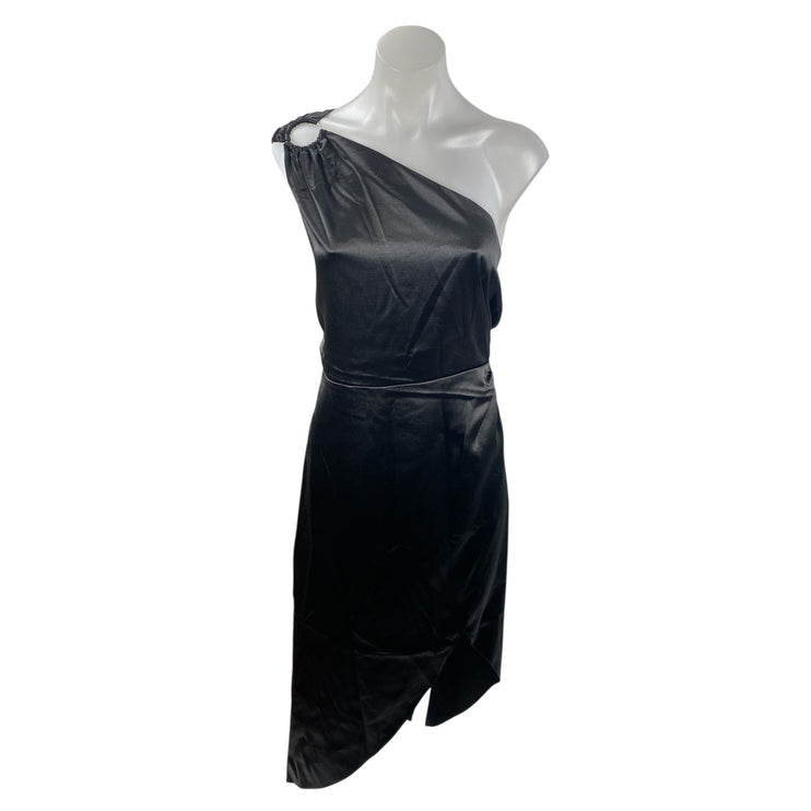 NEW French Connection Adaline One Shoulder Silk Satin Slit Midi Sheath Dress XL