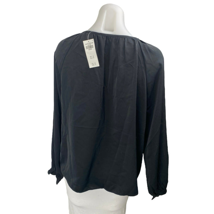 NEW Abercrombie & Fitch Womens Black Button Front Long Sleeve Shirt Blouse Top M