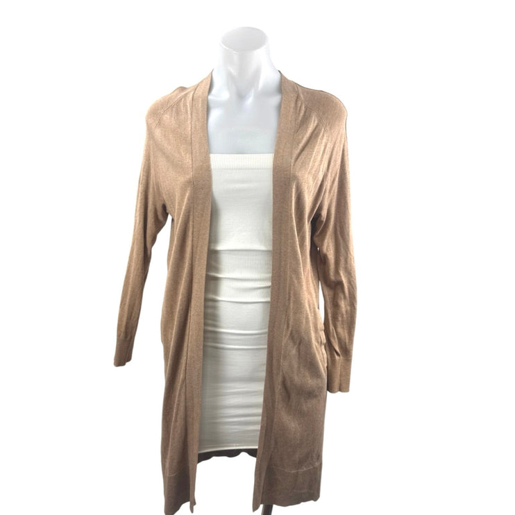 Banana Republic Women's Tan Silk Cotton Knit Long Cardigan Sweater Top Size XS