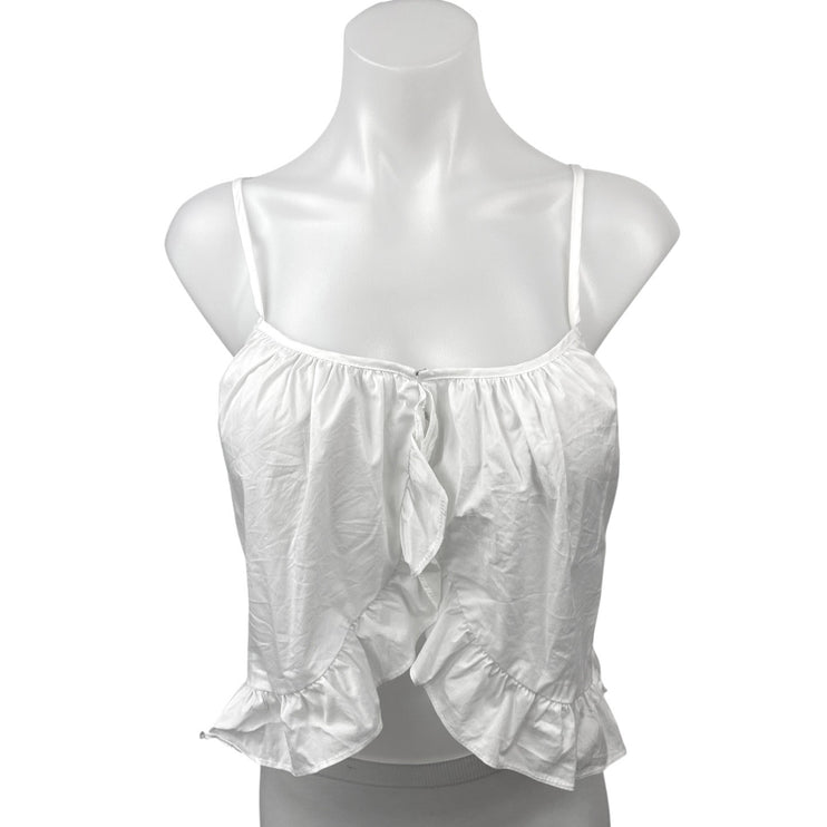 WeWoreWhat Danielle Bernstein White Boho Ruffle Camisole Tank Top Size S