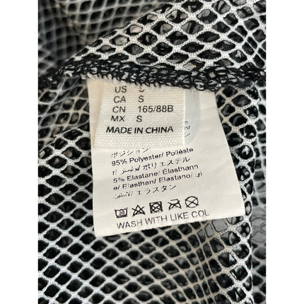 Women's Oversized Black Mesh Sheer Net V Neck Short Sleeve Sporty T-Shirt Top S