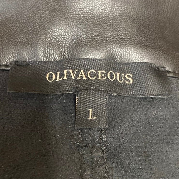 Olivaceous Women's Black Faux Leather Vegan Straight Trousers Pants Size L