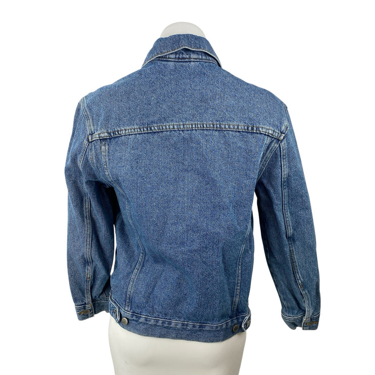 H&M Divided Women's Blue Long Sleeve Button Down Trucker Denim Coat Jacket Sz 4