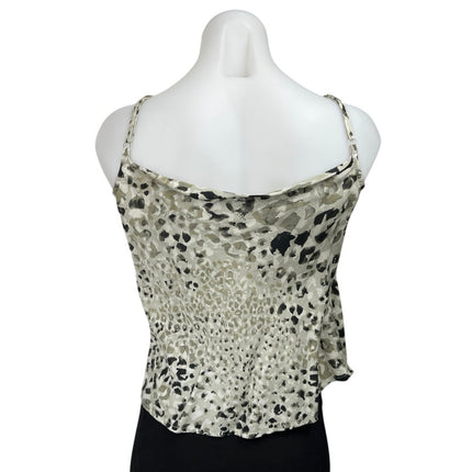 NEW Bella Dahl Green Animal Print Sleeveless Cowl Neck Cami Camisole Tank Top L