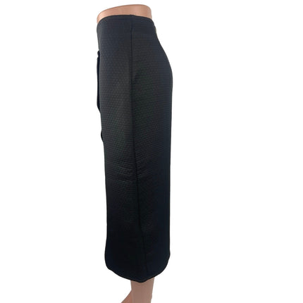 Closet Black Asymmetrical Button Front Pencil Cut Knee Length Wrap Skirt Size 6