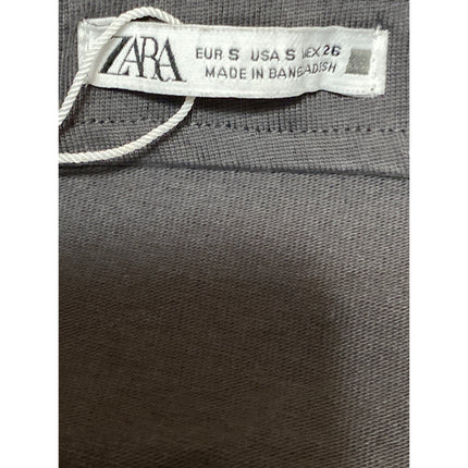 Zara Women's Gray Asymmetric Draped Ruched Sleeveless Tube Bandeau Crop Top Sz S