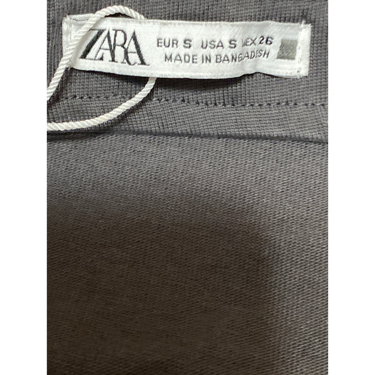 Zara Women's Gray Asymmetric Draped Ruched Sleeveless Tube Bandeau Crop Top Sz S