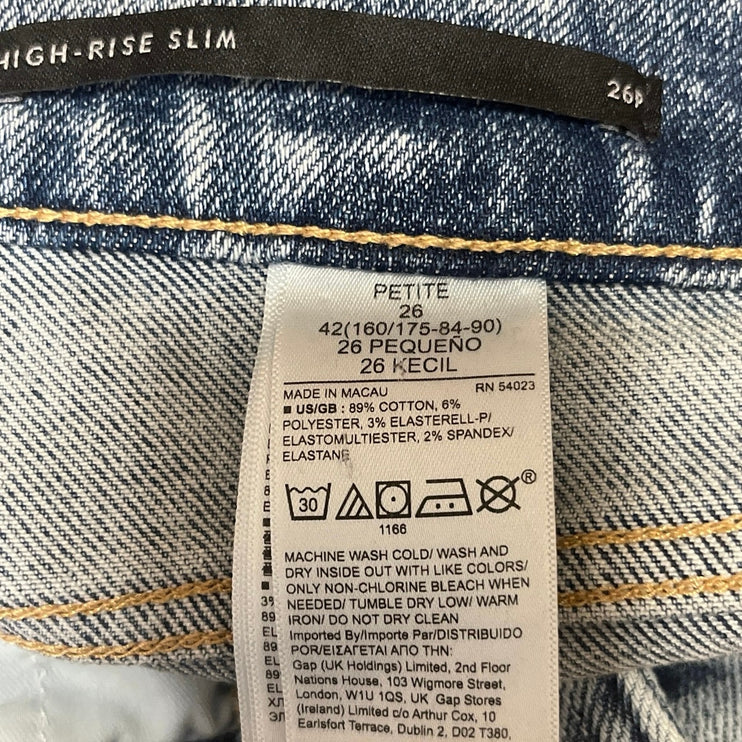 Banana Republic Women's Blue Light Wash Distressed Slim Straight Denim Jeans 26
