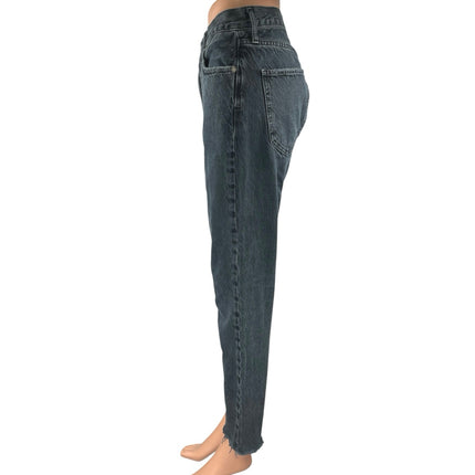 Agolde Women's Black High Waisted Raw Hem Straight Leg Denim Jeans Size 26