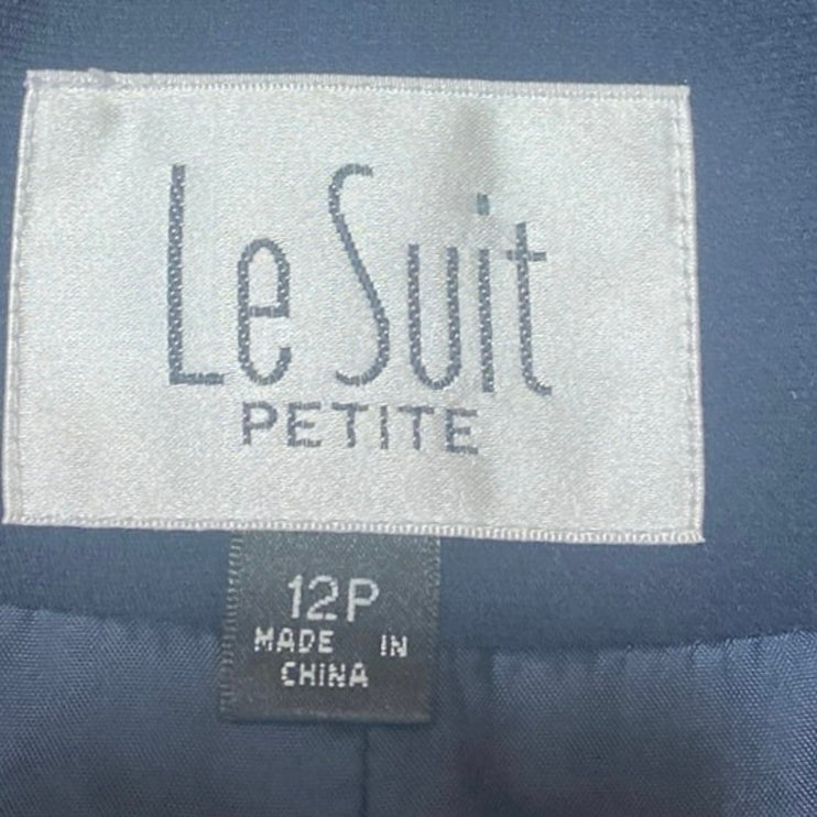 Le Suit Women's Blue Long Sleeve Button Down Blazer Coat Suit Jacket Size 12P