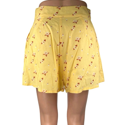 WeWoreWhat Yellow Floral High Waisted Zip A Line Casual Mini Shorts Size S