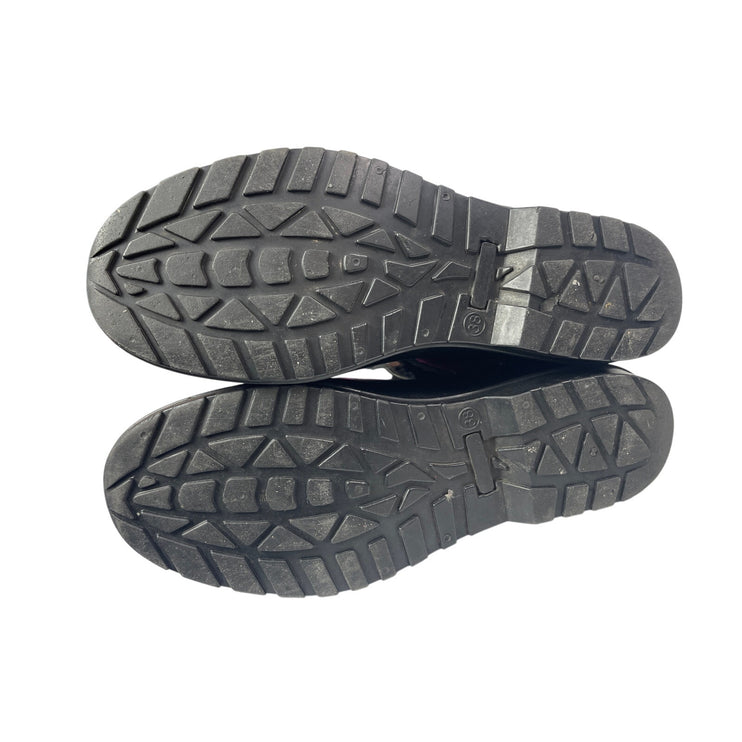 Burberry Pink Black Quilted Slip On Round Toe Knee High Snow Rain Boots Size 7.5