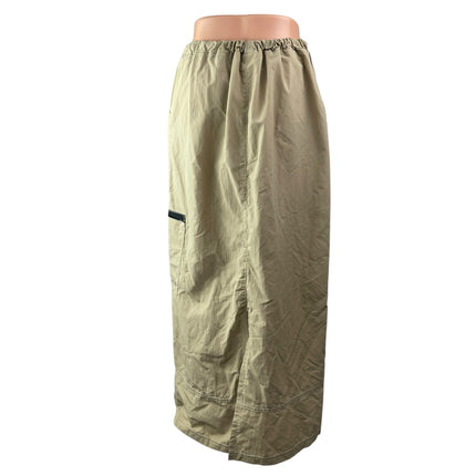 London Jean Beige Tan Khaki Strap Pocket High Waisted Straight Midi Skirt Size M