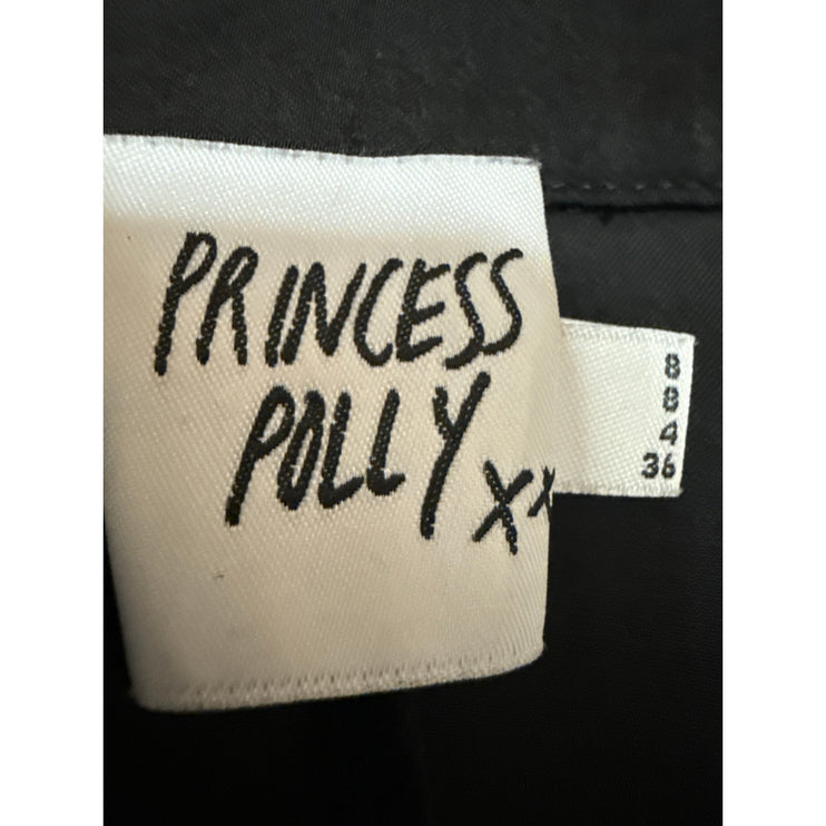 Princess Polly Women's Black Long Sleeve Collared Tie Front Blazer Shirt Top 8