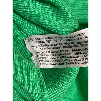 Zara Women's Green Rib Knit Crewneck Short Sleeve Crop Tee T-shirt Top Size M