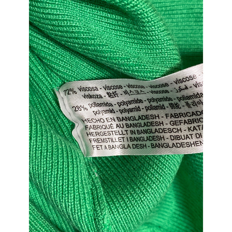 Zara Women's Green Rib Knit Crewneck Short Sleeve Crop Tee T-shirt Top Size M