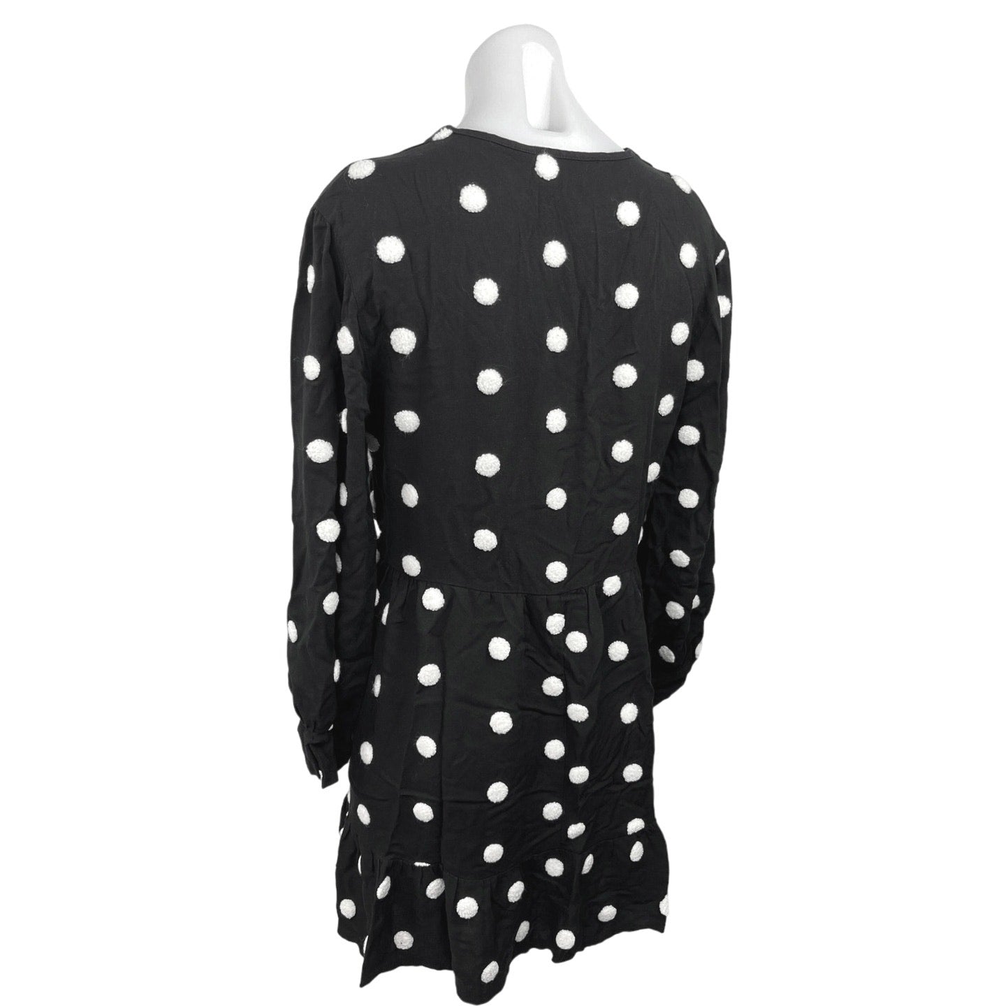 Zara Women's Black White Polka Dot V-Neck Long Sleeve A-Line Mini Dres Brie Zara Women's Black White Polka Dot V-Neck Long Sleeve A-Line Mini Dres Brie