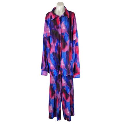 Nasty Gal Women's Multicolor Printed Long Sleeve Button Up Shirt & Pants Sets 18