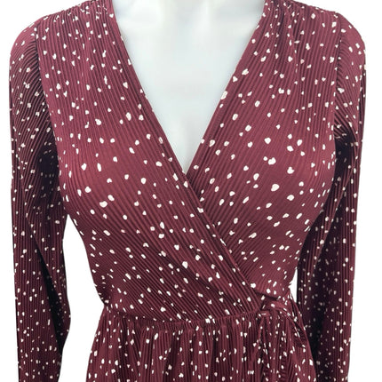 Abercrombie & Fitch Red White Polka Dots Ribbed A Line Mini Wrap Dress Size XXS