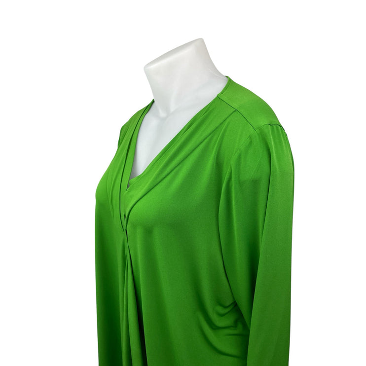 Lane Bryant Women's Green Long Sleeve V Neck Casual Shirt Blouse Top Size 22/24