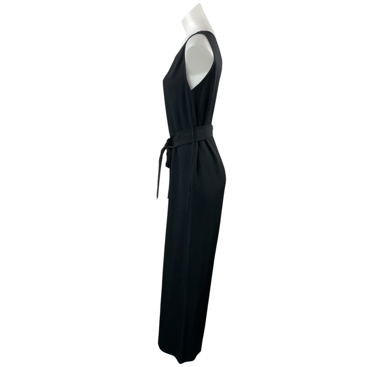 Everlane Women's Black Sleeveless Belted Wide Leg V-neck Romper Jumpsuit Size 4